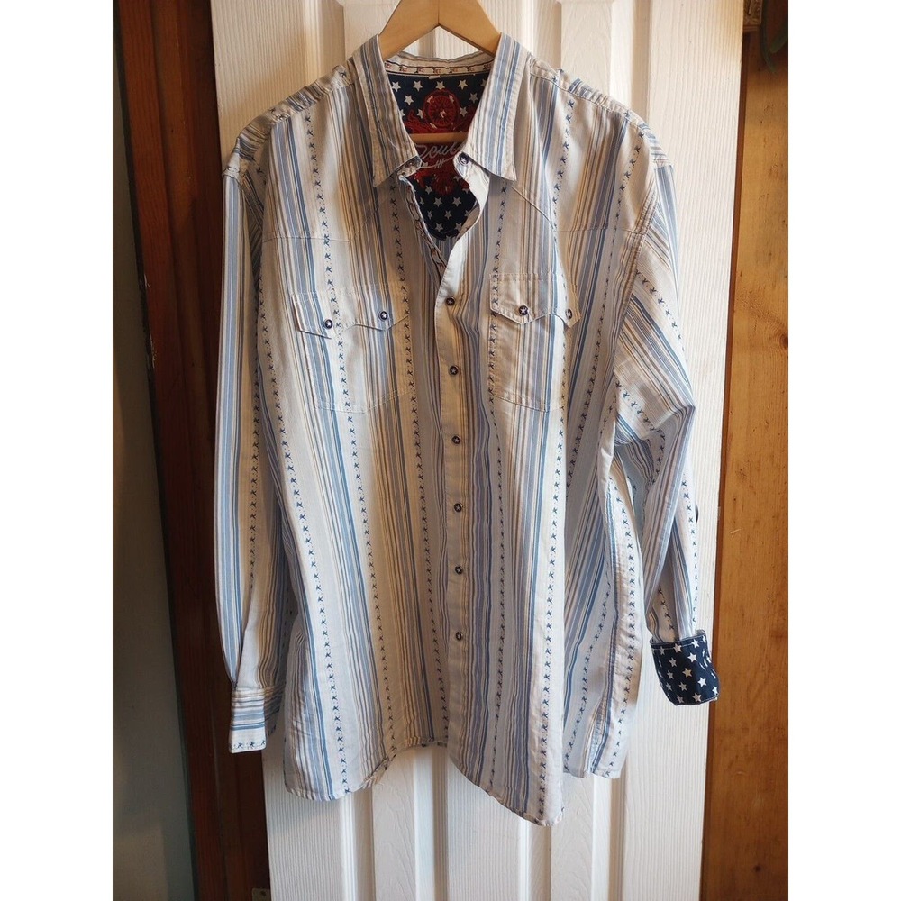 Scully Democrat Election Snap Shirt XXL Blue Flip Cuff America USA Western